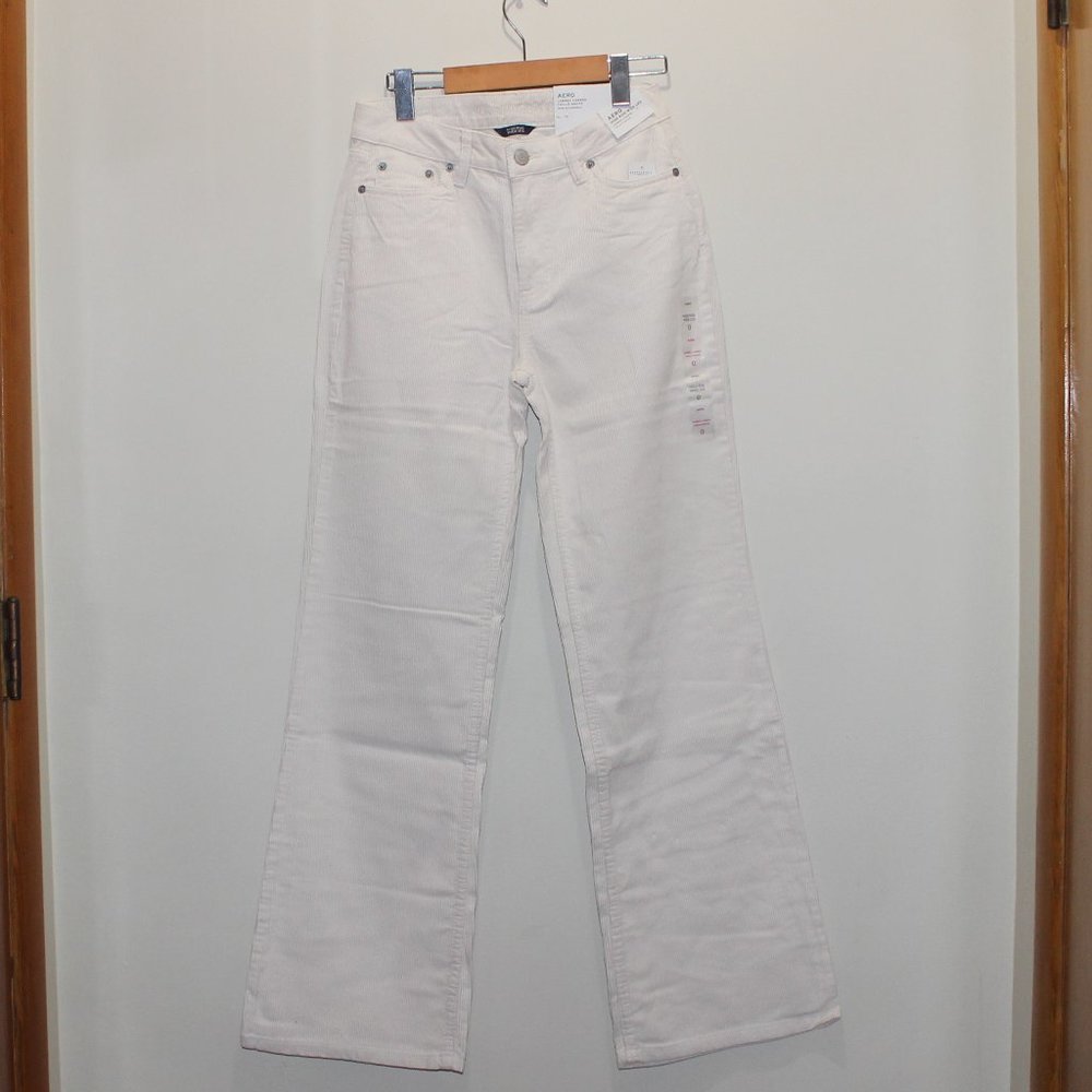 Aeropostale High-Rise Wide Leg Corduroy Pants Women White